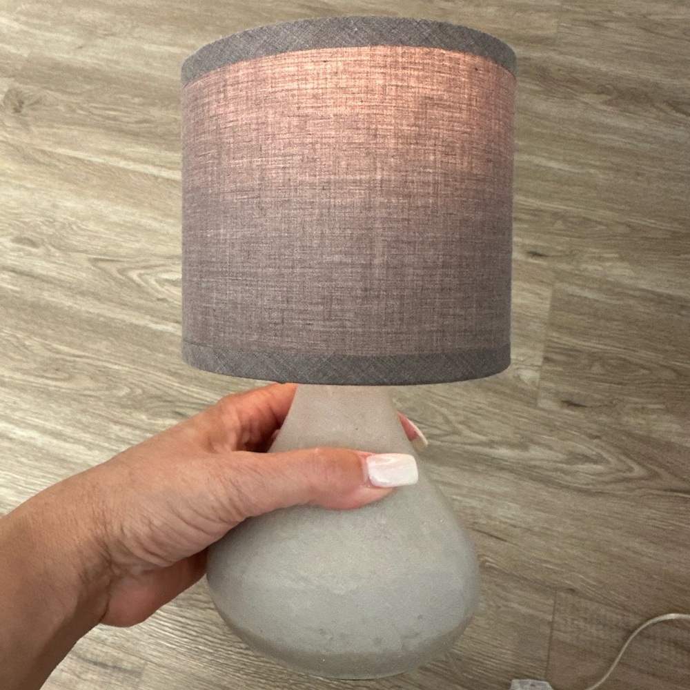 Gray Table Lamp with Textured Base